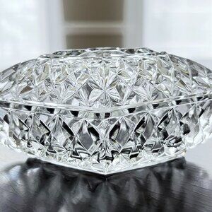 Vintage 1950's Rudolfova Czech Glass Diamond Shaped Jewelry Trinket Lid Tray Box